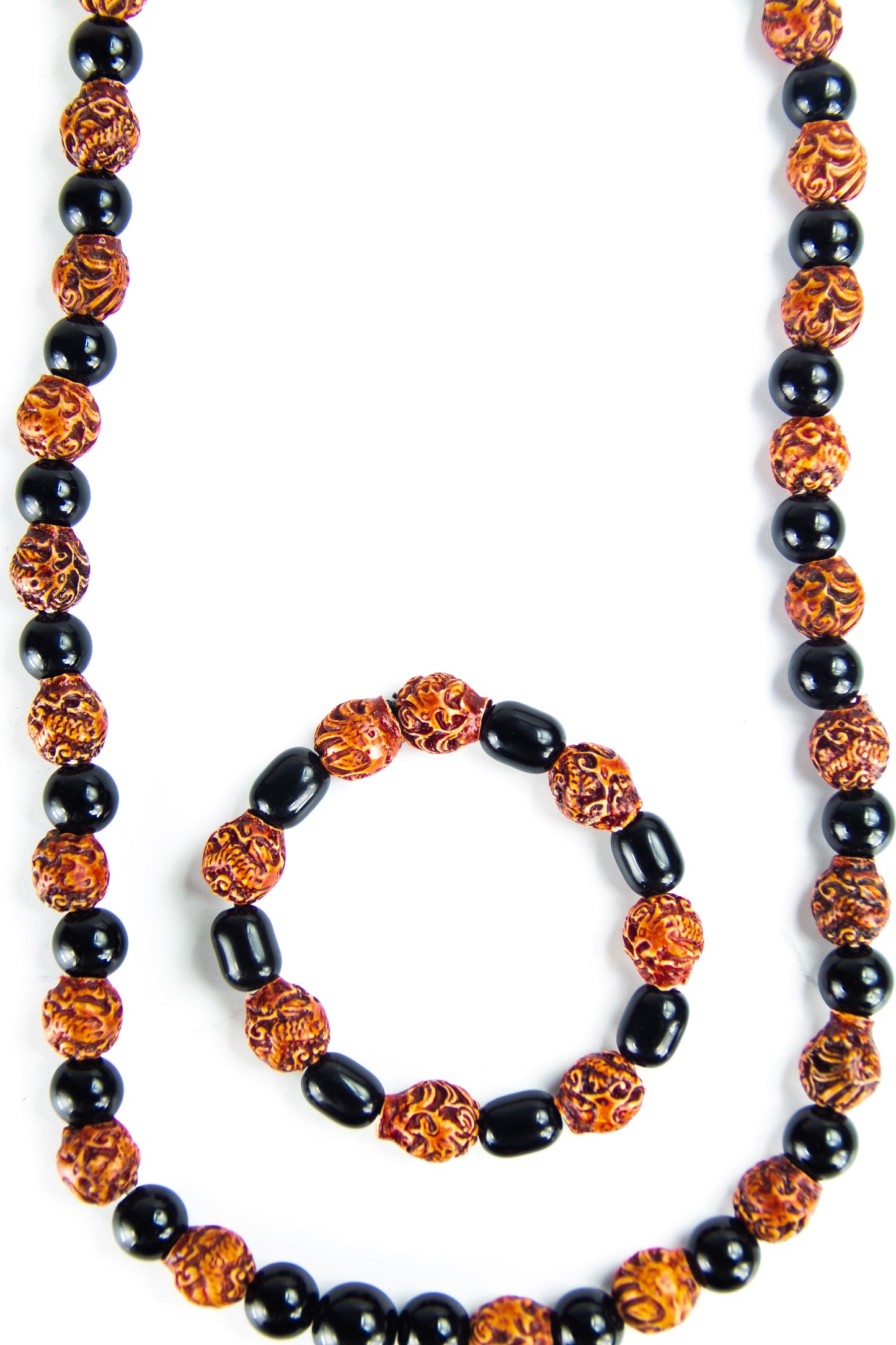 Mens red and black beads set