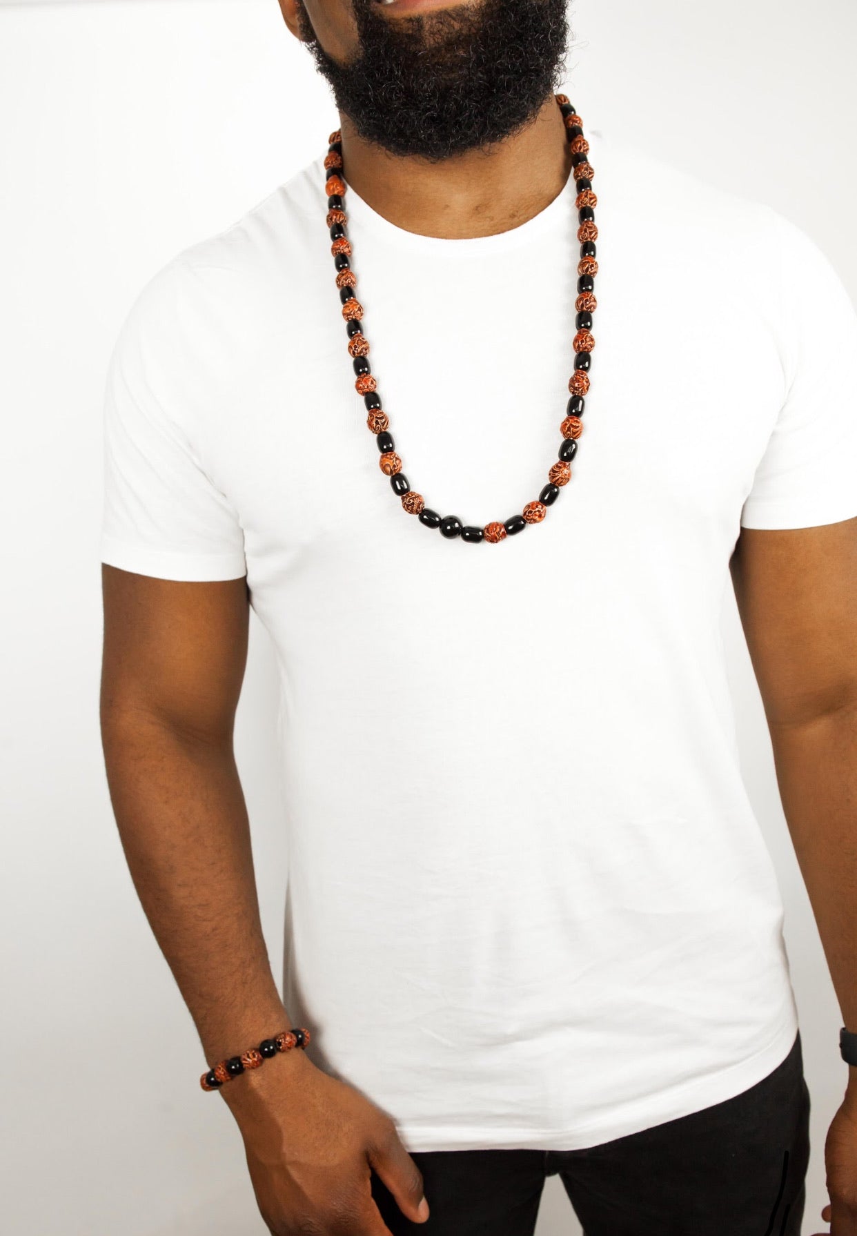 Mens red and black beads set