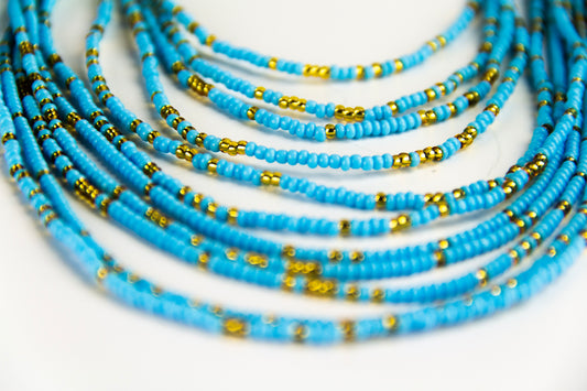 Blue bell waist beads