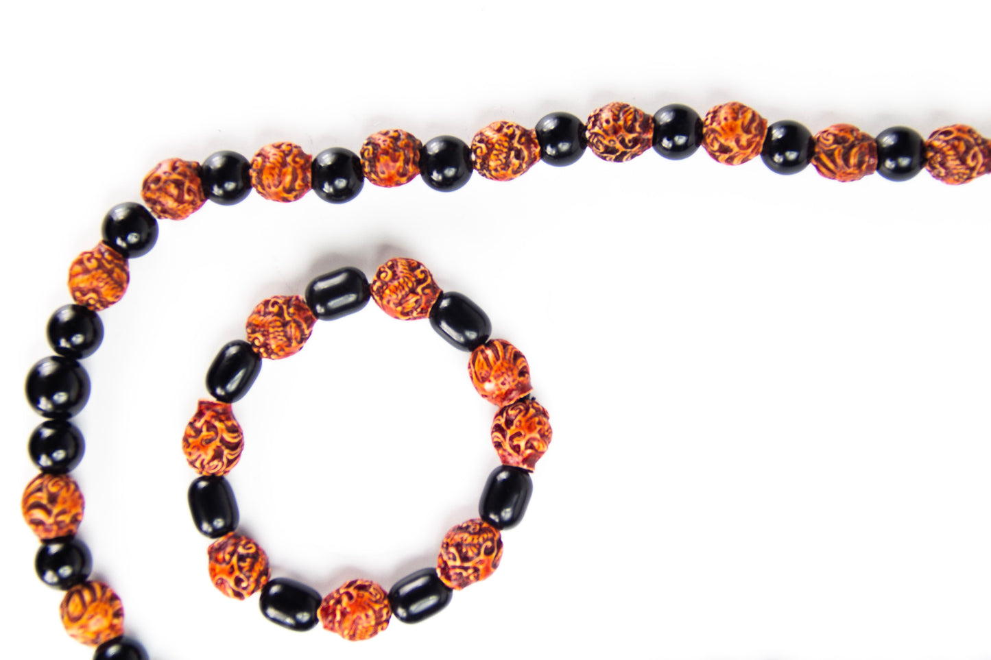 Mens red and black beads set